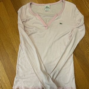 Lacoste ladies long sleeve pink stripe shirt